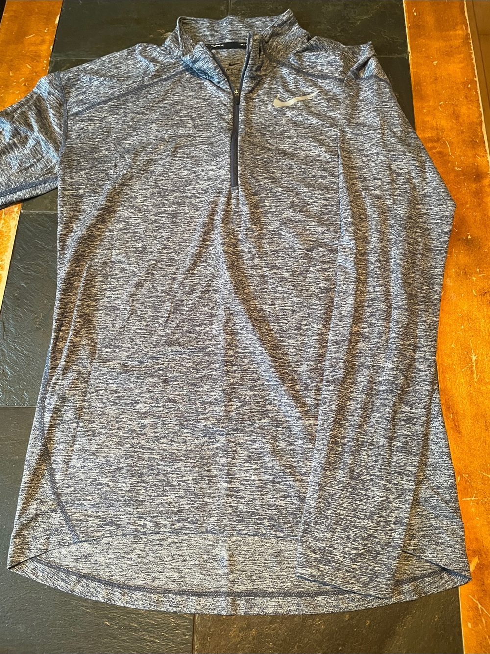 Nike Men’s Long Sleeve Quarter-Zip running Pullover - Heathered Navy Blue